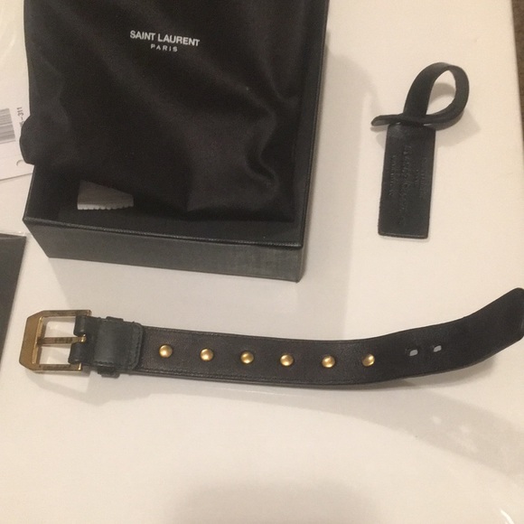 Saint Laurent leather gold studded bracelet - Picture 8 of 11